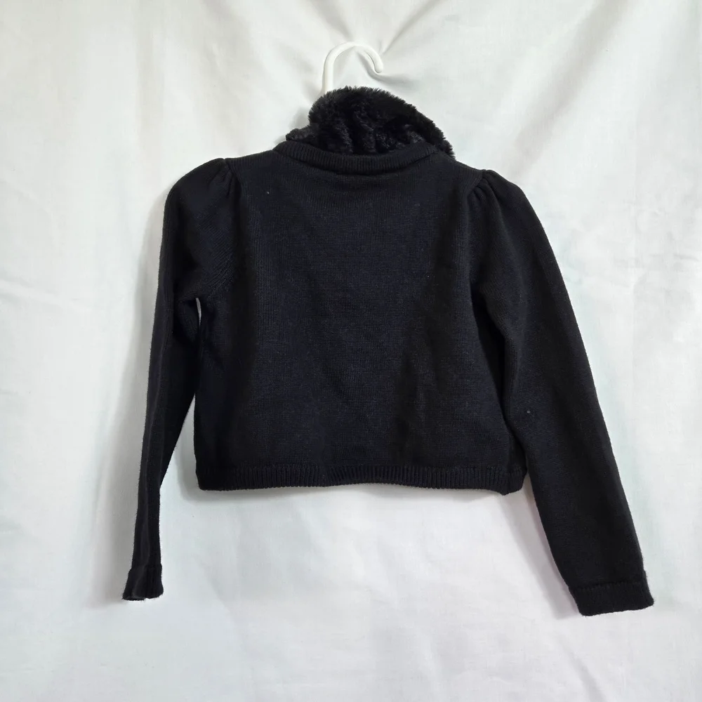 Gymboree Girl Black All Dressed Up Long Sleeve Faux Fur Dressy Knit Shrug 3T NWT